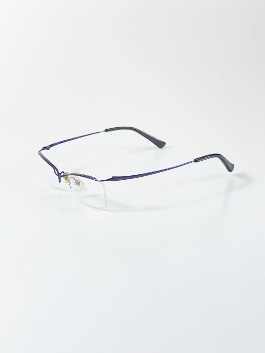 퍼플 메탈 반무테 스퀘어 프레임 빈티지 안경 상품이미지3