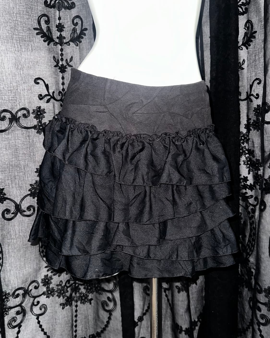 black tiered mini skirt 상품이미지2