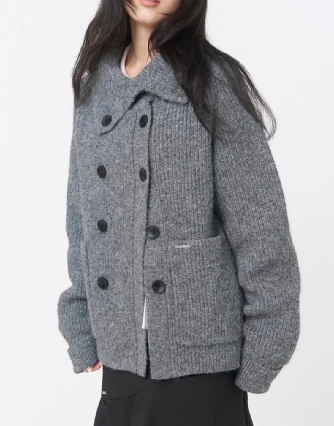 미세키서울 더블버튼 니트 가디건 그레이 상품이미지1