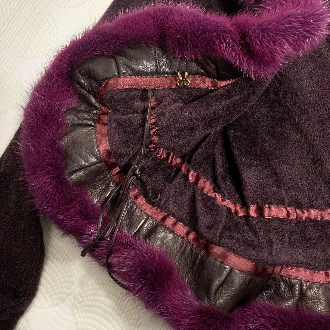 2000s 로베르토 카발리 레더 밍크 가디건 상품이미지7