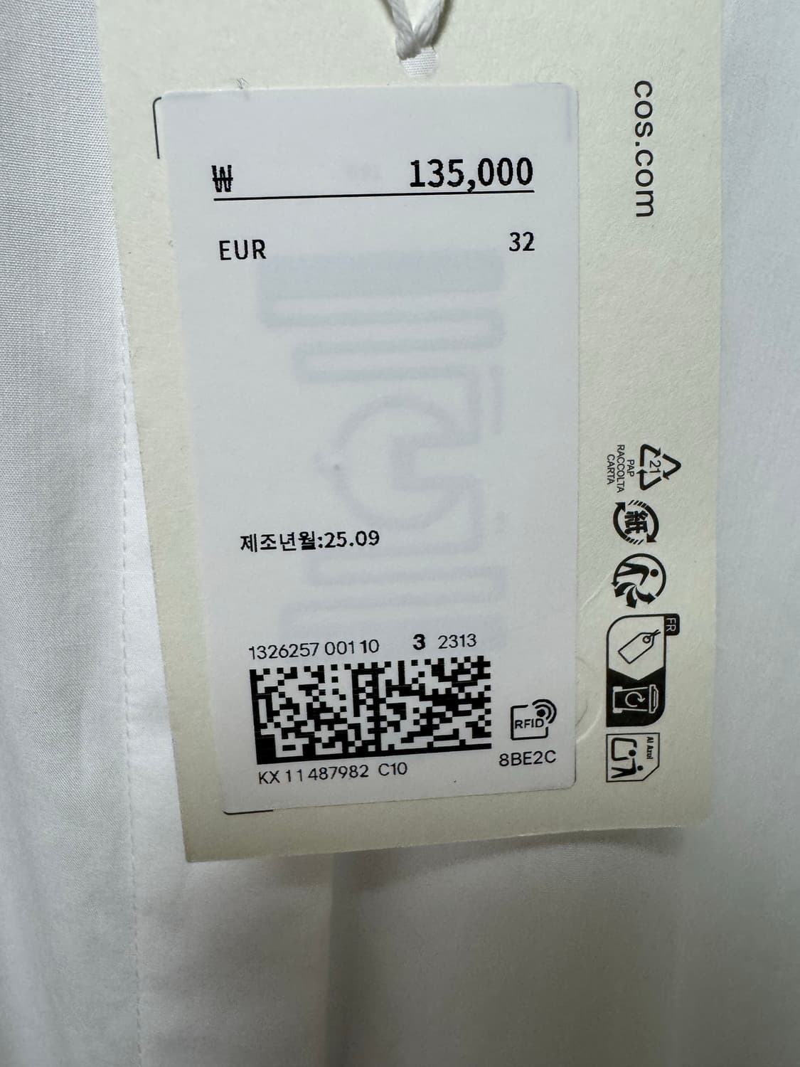 코스 테일러드 코튼 포플린셔츠 32 새제품 상품이미지5