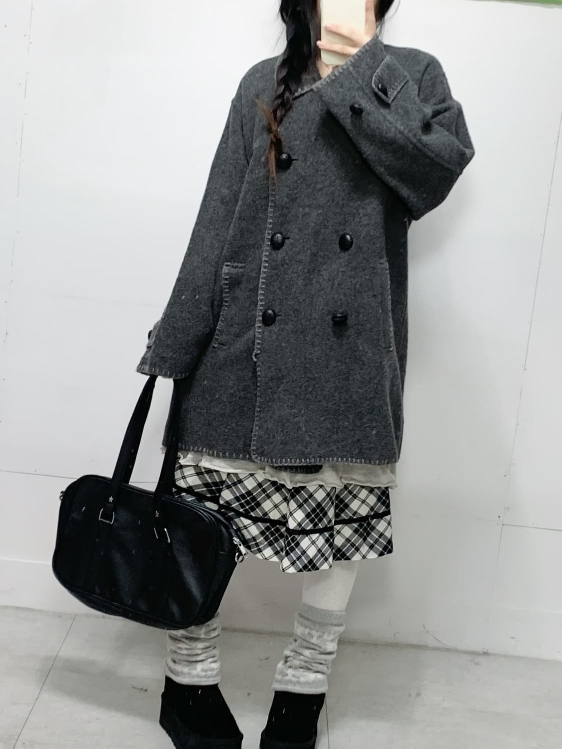 ꒰ঌ 회색 냥이 스티치 코트 세트 ໒꒱ 상품이미지2