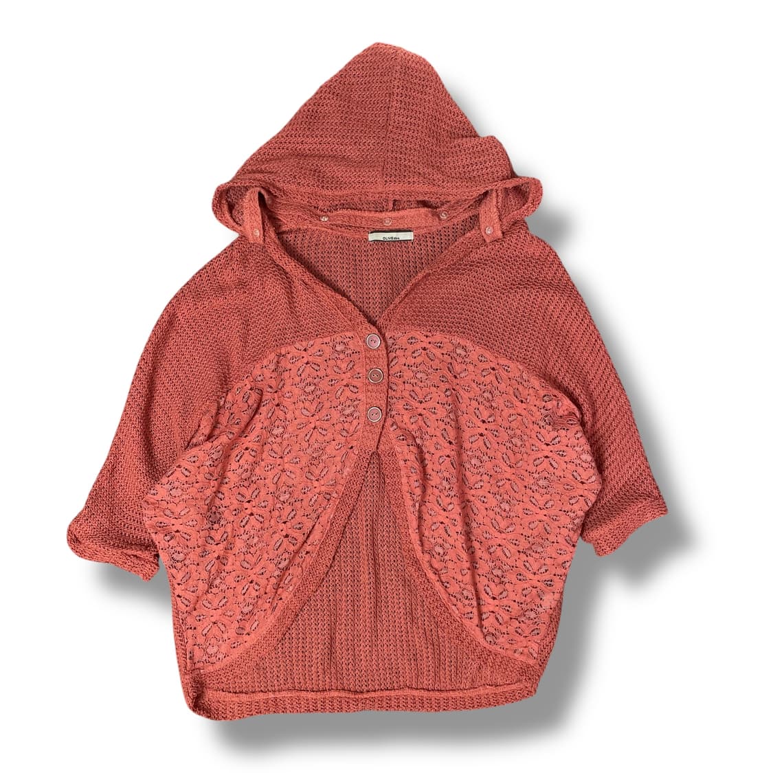 올리브 데 올리브 레이스 프릴 오렌지 니트 숏가디건 상품이미지1