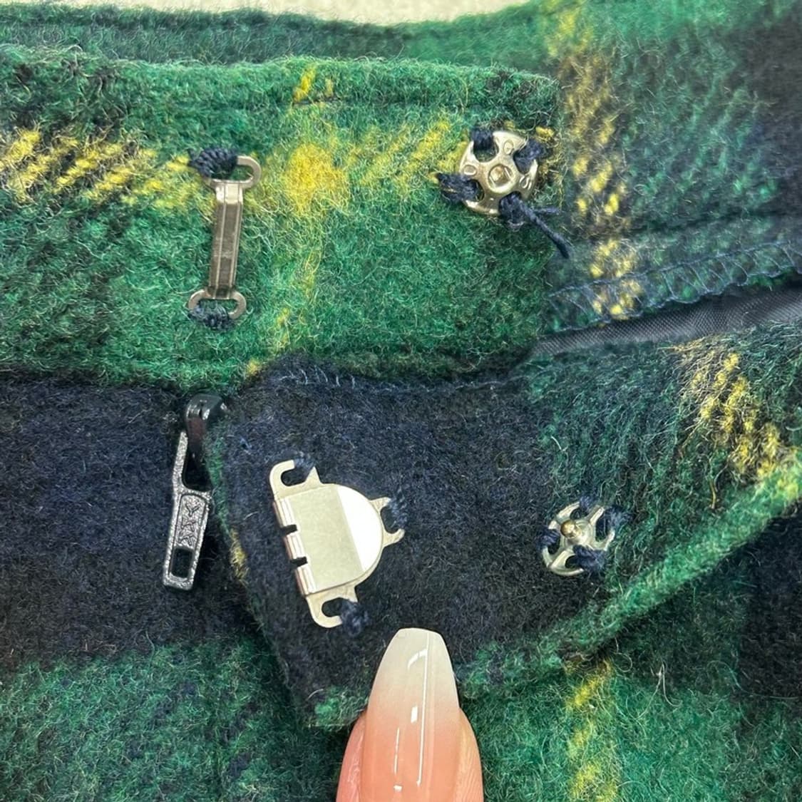 일본판 그린 블루 체크 울 스커트 상품이미지4