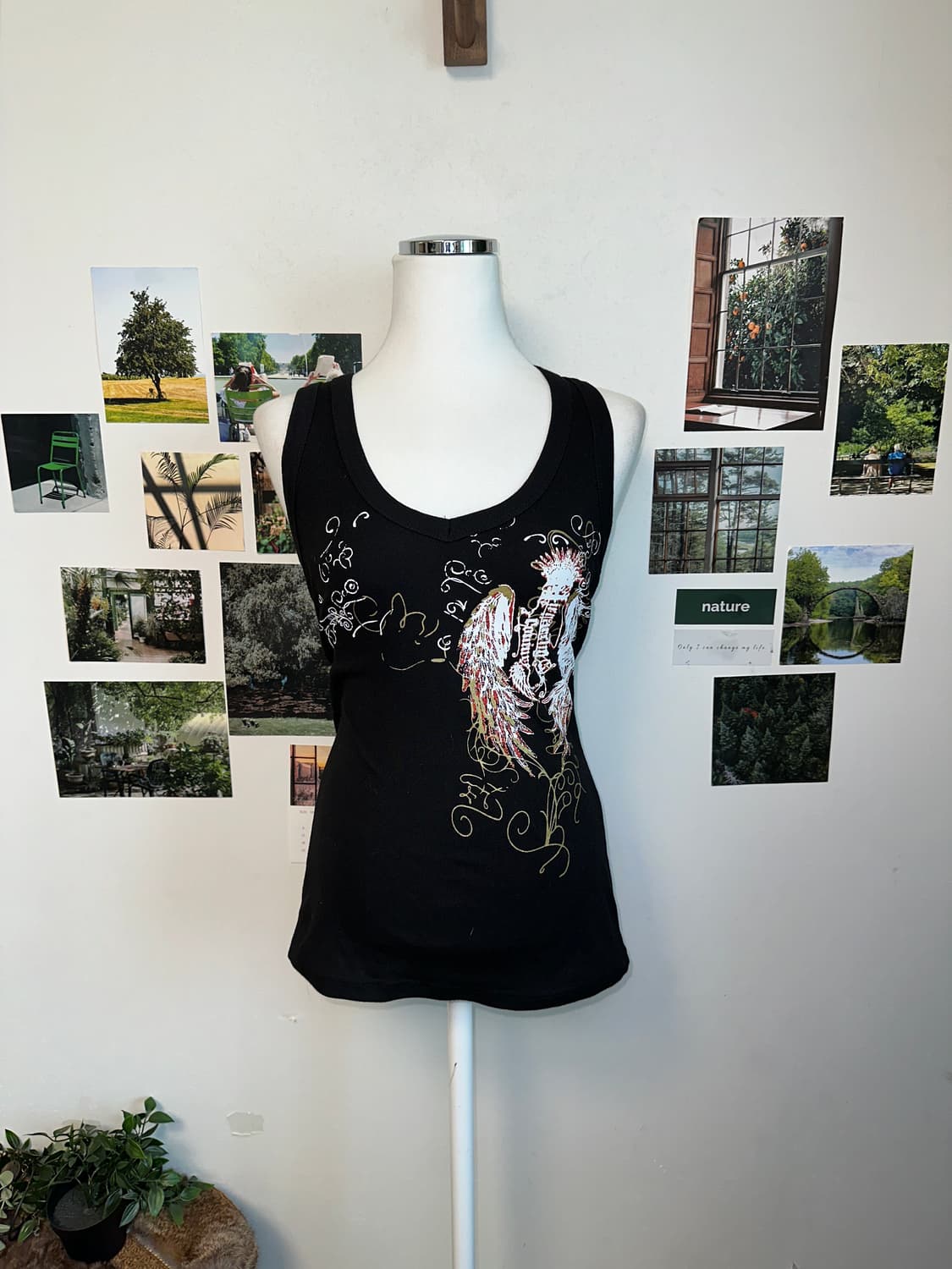 Black punk wings graphic 슬리브리스 상품이미지4