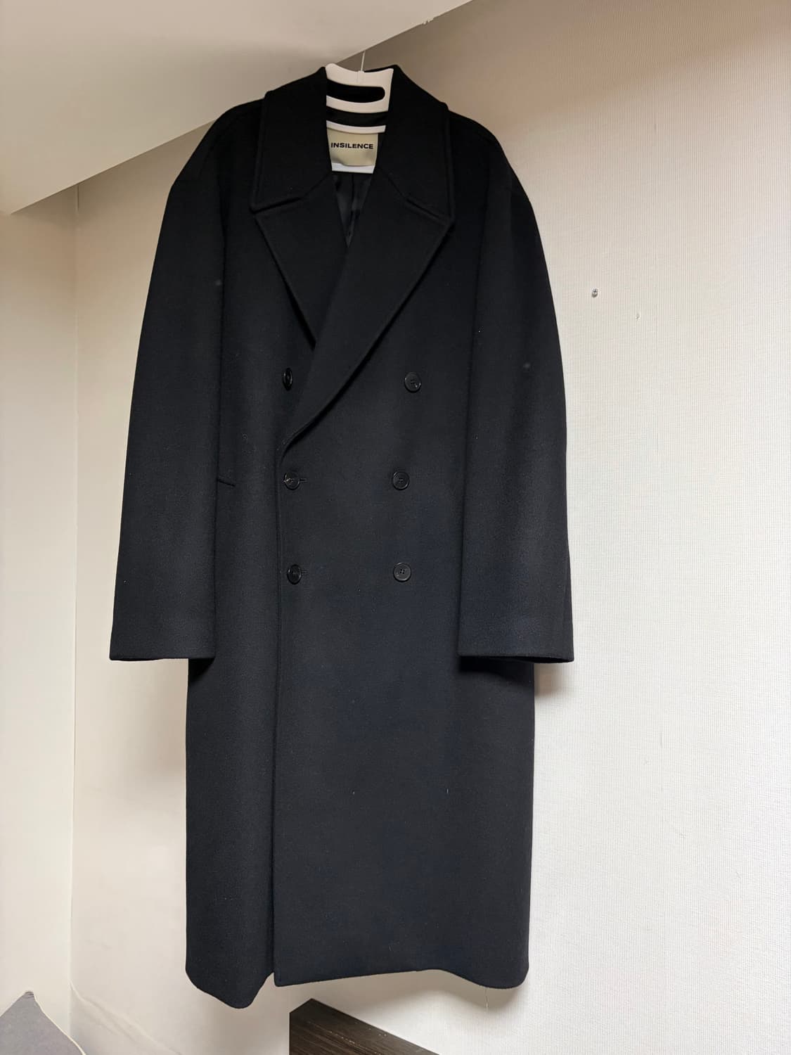 인사일런스 캐시미어 더블 롱 코트 블랙 M사이즈 상품이미지2