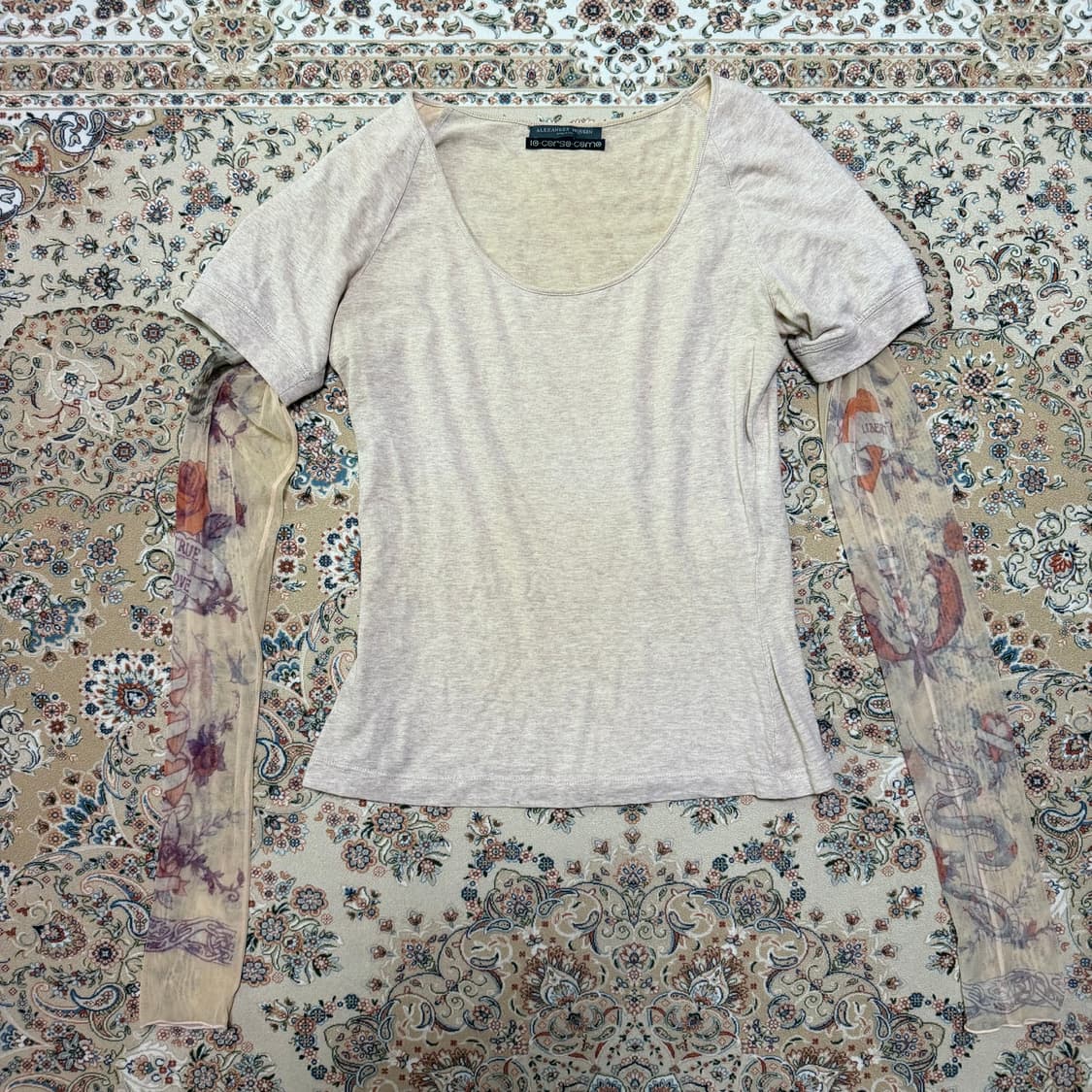 알렉산더 맥퀸 메쉬 타투 티셔츠 Alexander Mcqueen 상품이미지1