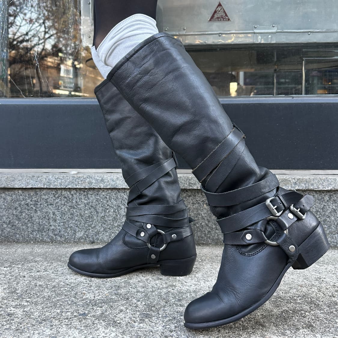 00s 미국 빈티지 가죽 본디지 롱 부츠 상품이미지9
