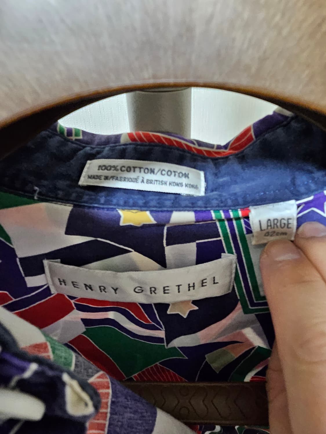 90s 올드스쿨 빈티지 기하학 패턴 오버핏 반팔셔츠 L 105-110 상품이미지4