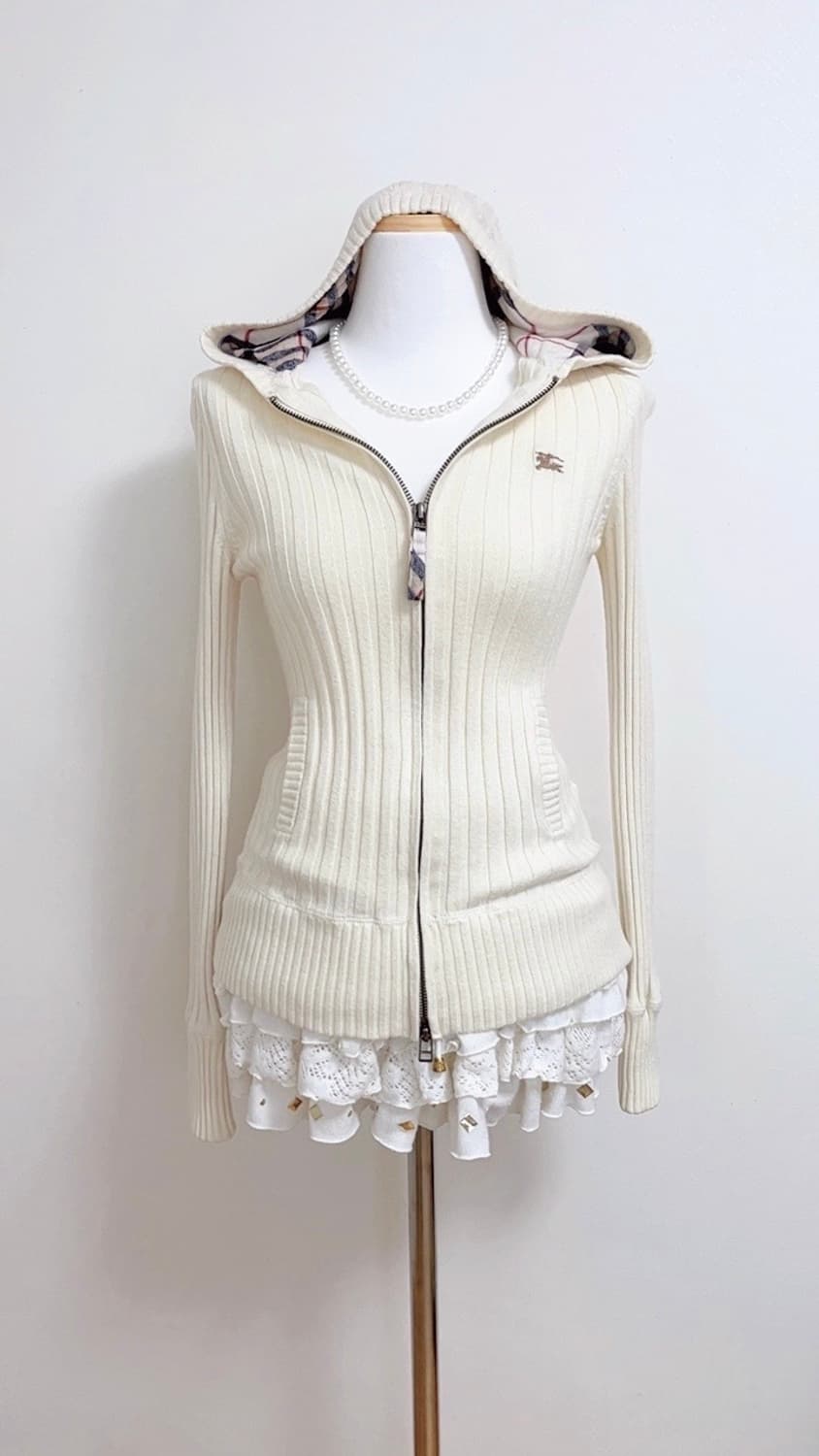 Burberry 버버리 라떼맛 골지 딱붙 후드집업 버버리골지 버버리후드 상품이미지1