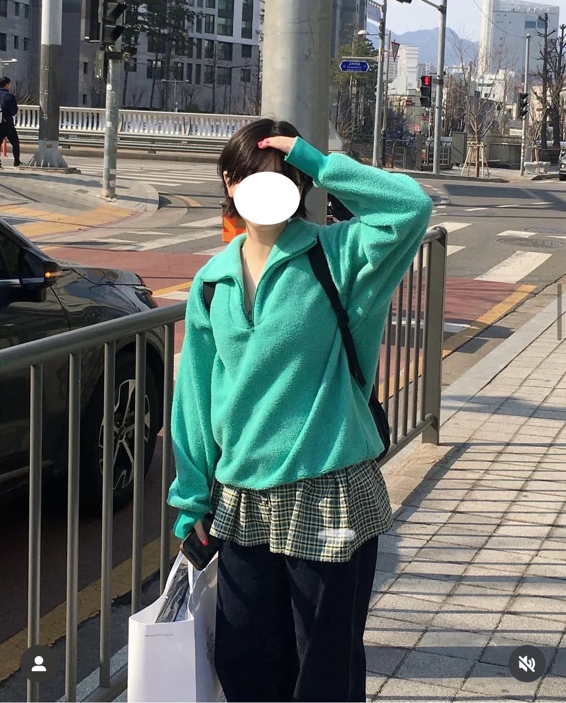 노컨텐츠 레이어드 체크 스커트 그린 상품이미지1