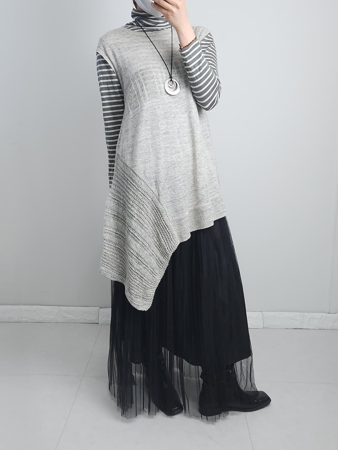 언발 롱 니트 탑 상품이미지5