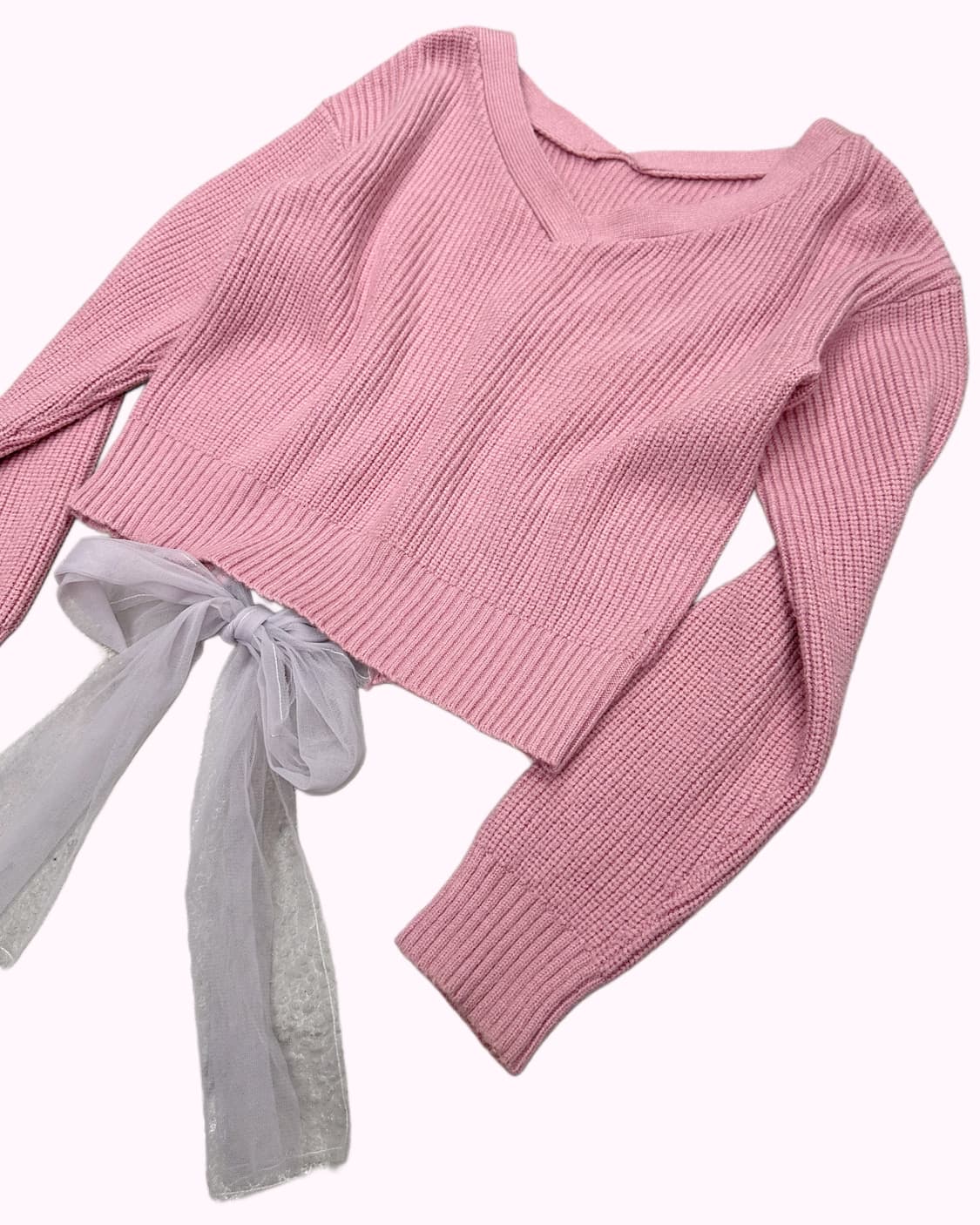 purple pink ribbon crop knit 상품이미지3