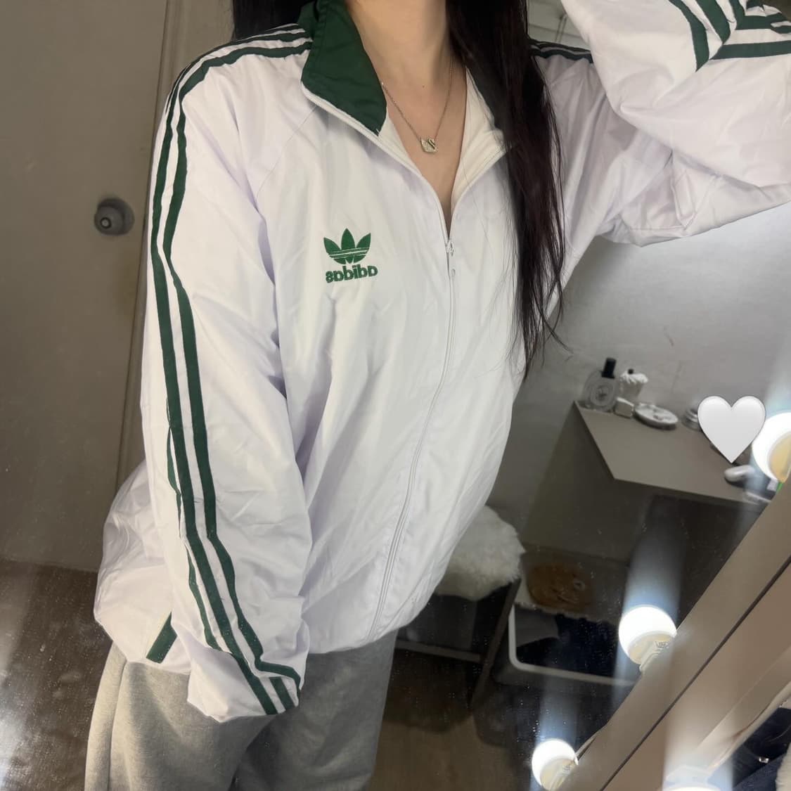 아디다스 삼선 트랙탑 올드스쿨 배색 져지 바람막이🤍💚 상품이미지1