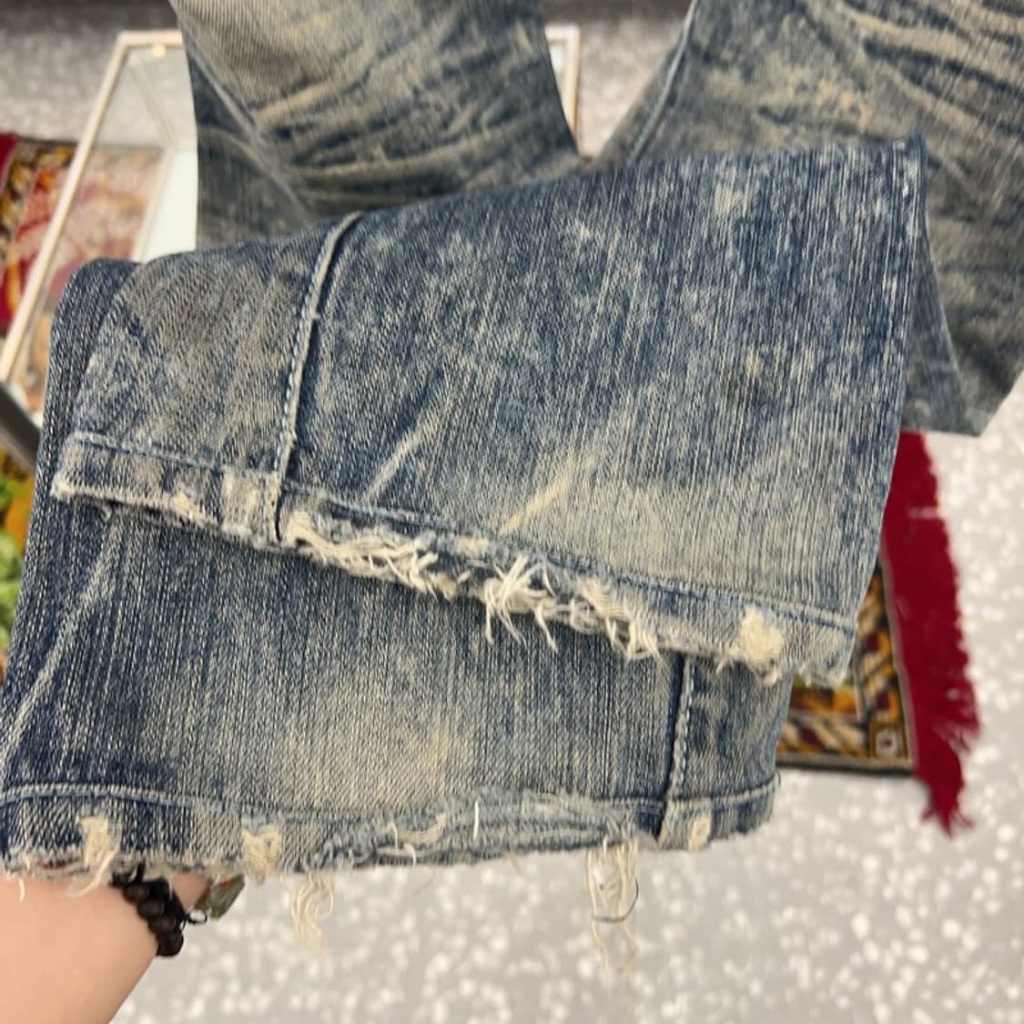에비수 빈티지 포켓 프린팅 타이다이 데님팬츠 청바지 30인치 C05239 상품이미지7
