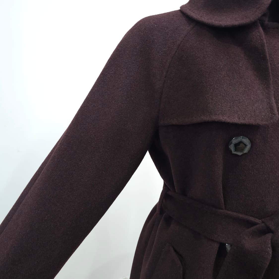 클래식 다크브라운 벨티드 앙고라 울 롱코트 상품이미지6
