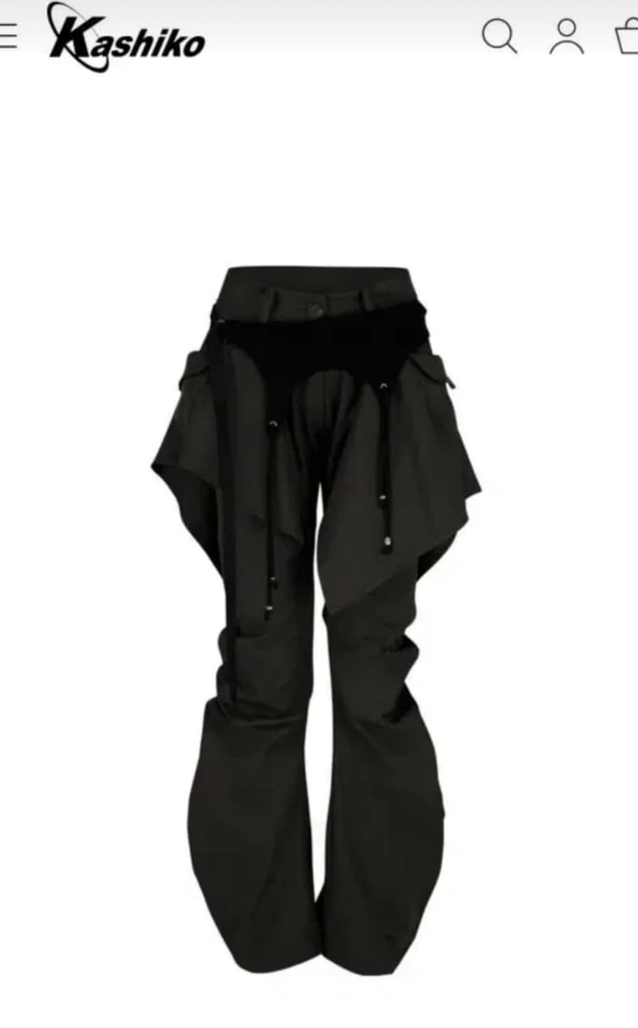 카시코 레이어드 스트랩 팬츠 블랙 상품이미지1