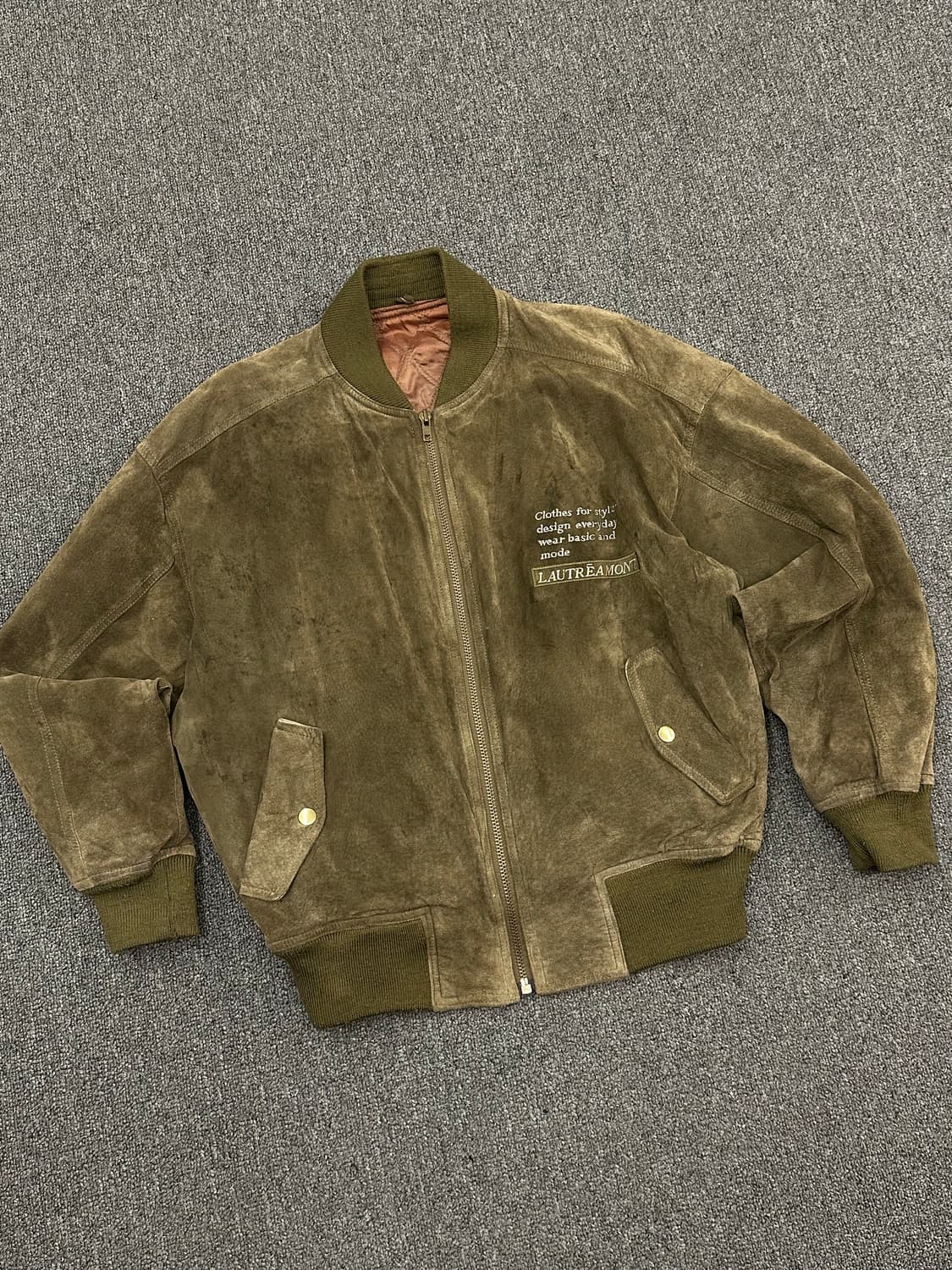 OS)로트레아몽 빈티지 스웨이드 MA-1 블루종 자켓 상품이미지4