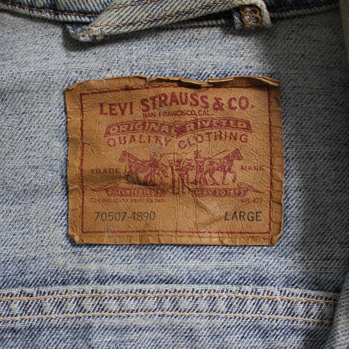 90's Levi’s 리바이스 라이트워시 데님 자켓(USA) L039 상품이미지6