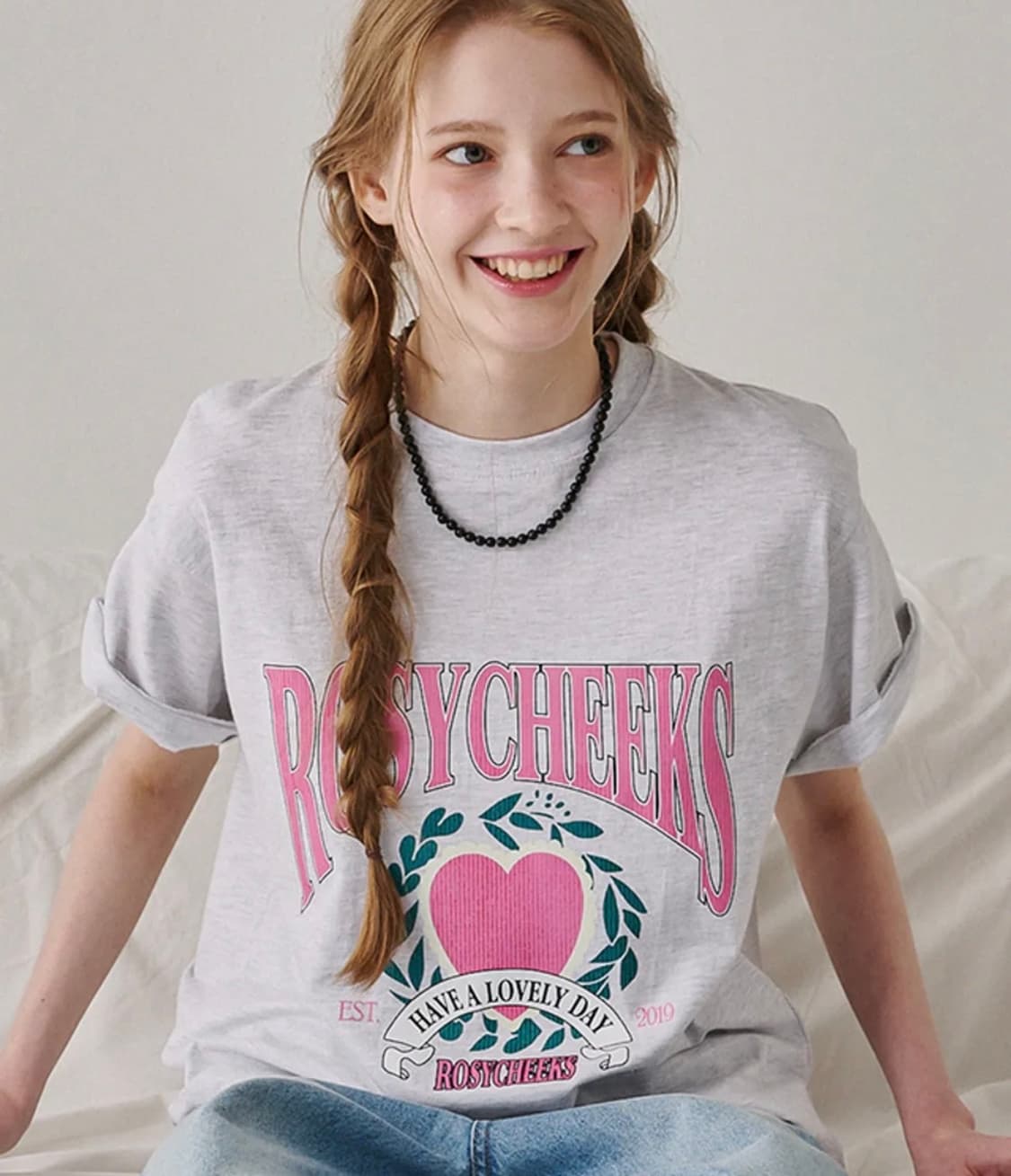 론론 ronron 반팔티 - 화이트 멜란지 상품이미지2