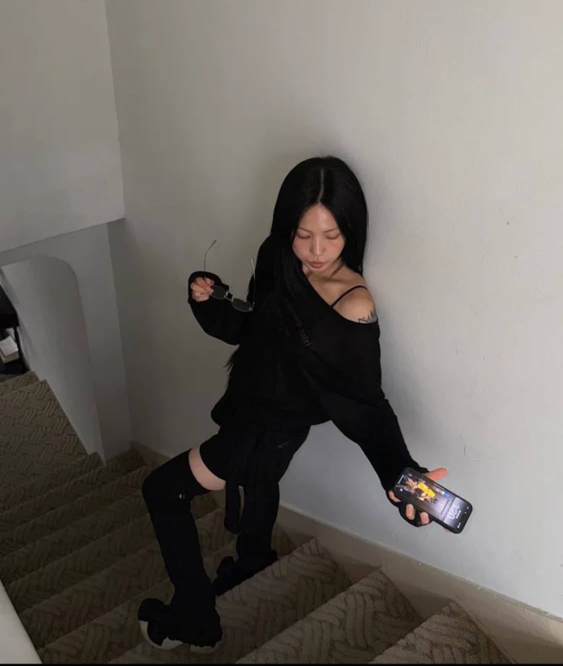 (새상품) 미스테리어스호텔 TMH 쉬어 랩 원피스 블랙 상품이미지2