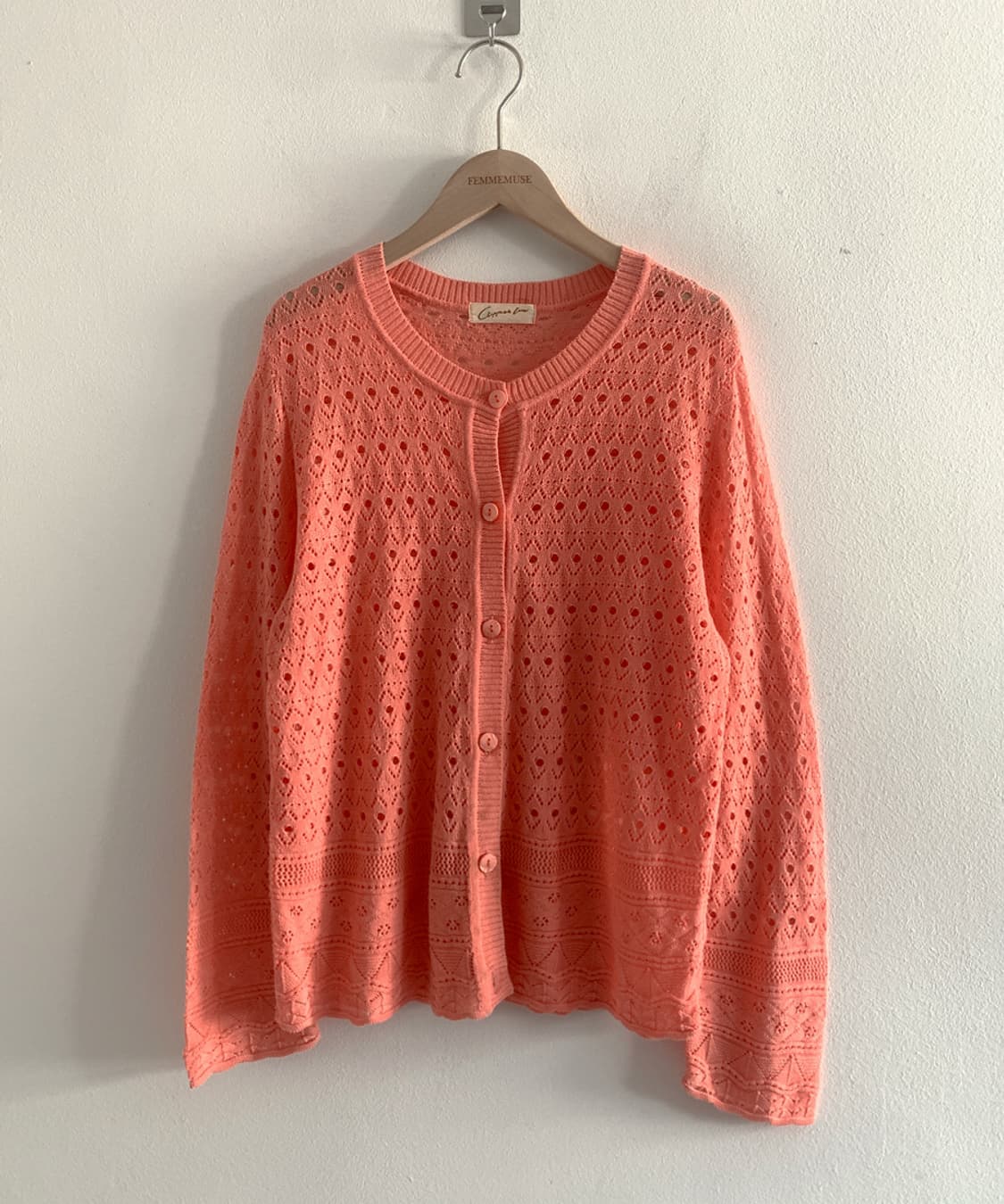 Vintage Punching Orange Knit Cardigan 상품이미지1