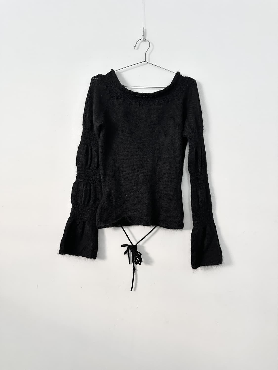 Off shoulder mohair puff knit / black 상품이미지1