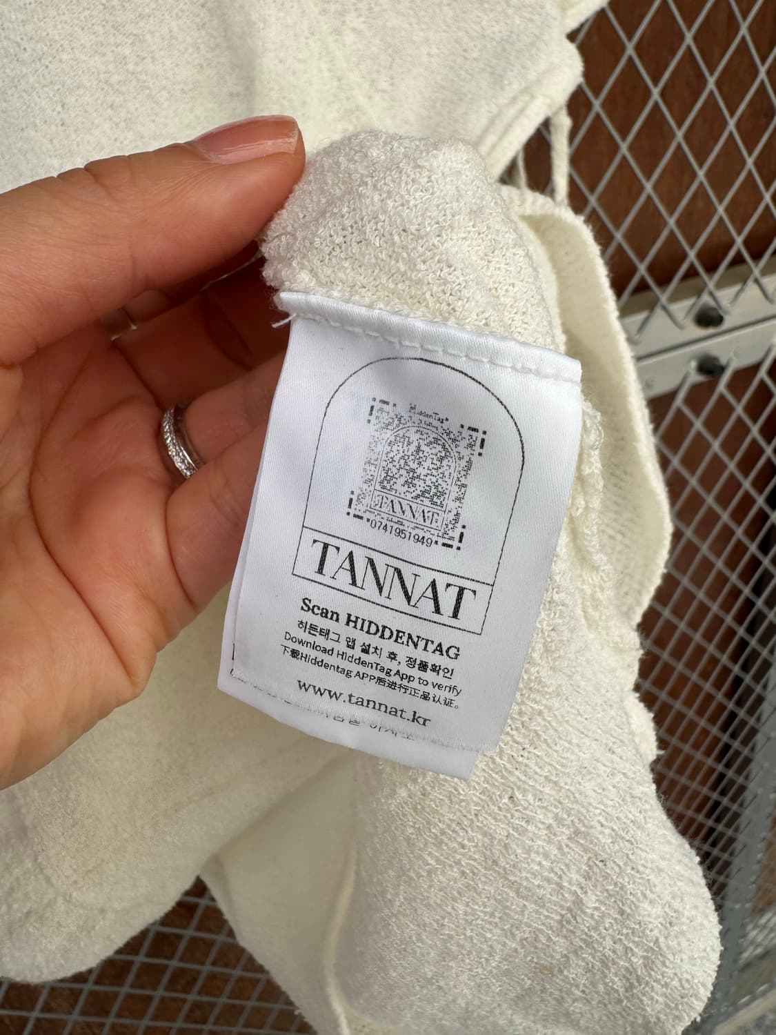 타낫 tannat 린넨 스트링 리본 퍼프 화이트 반팔 니트 탑 F 상품이미지10