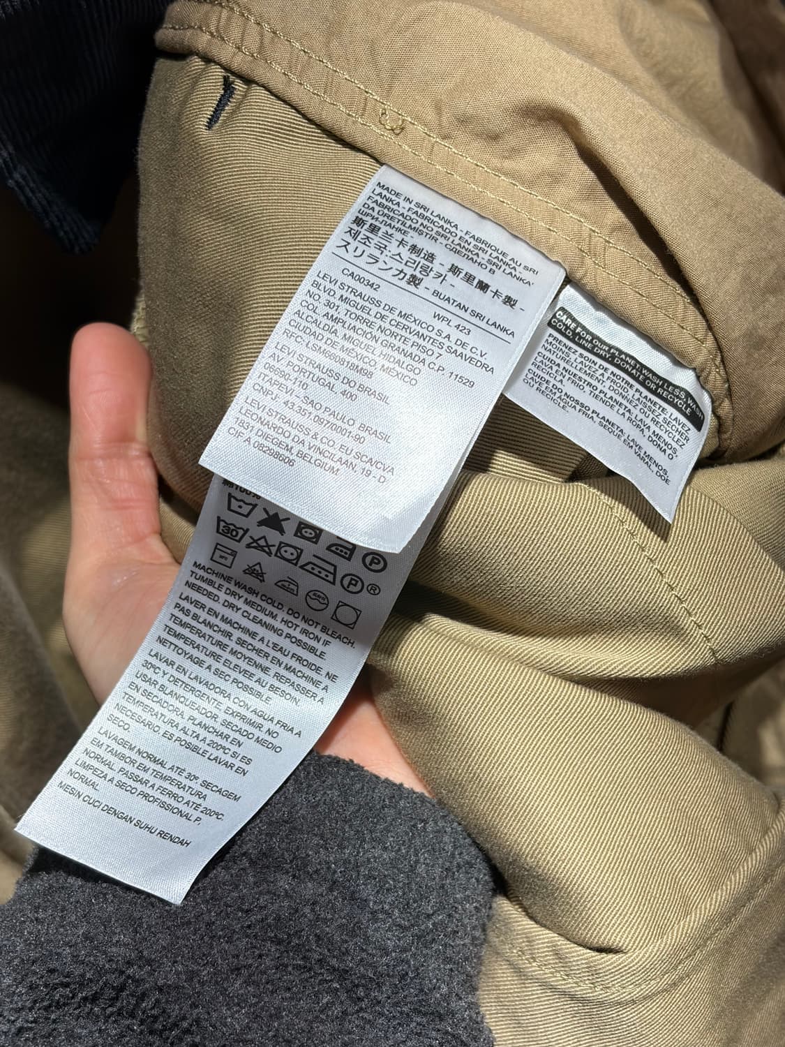 M 리바이스 3포켓 배색 코튼 베이지 집업 블루종 상품이미지7