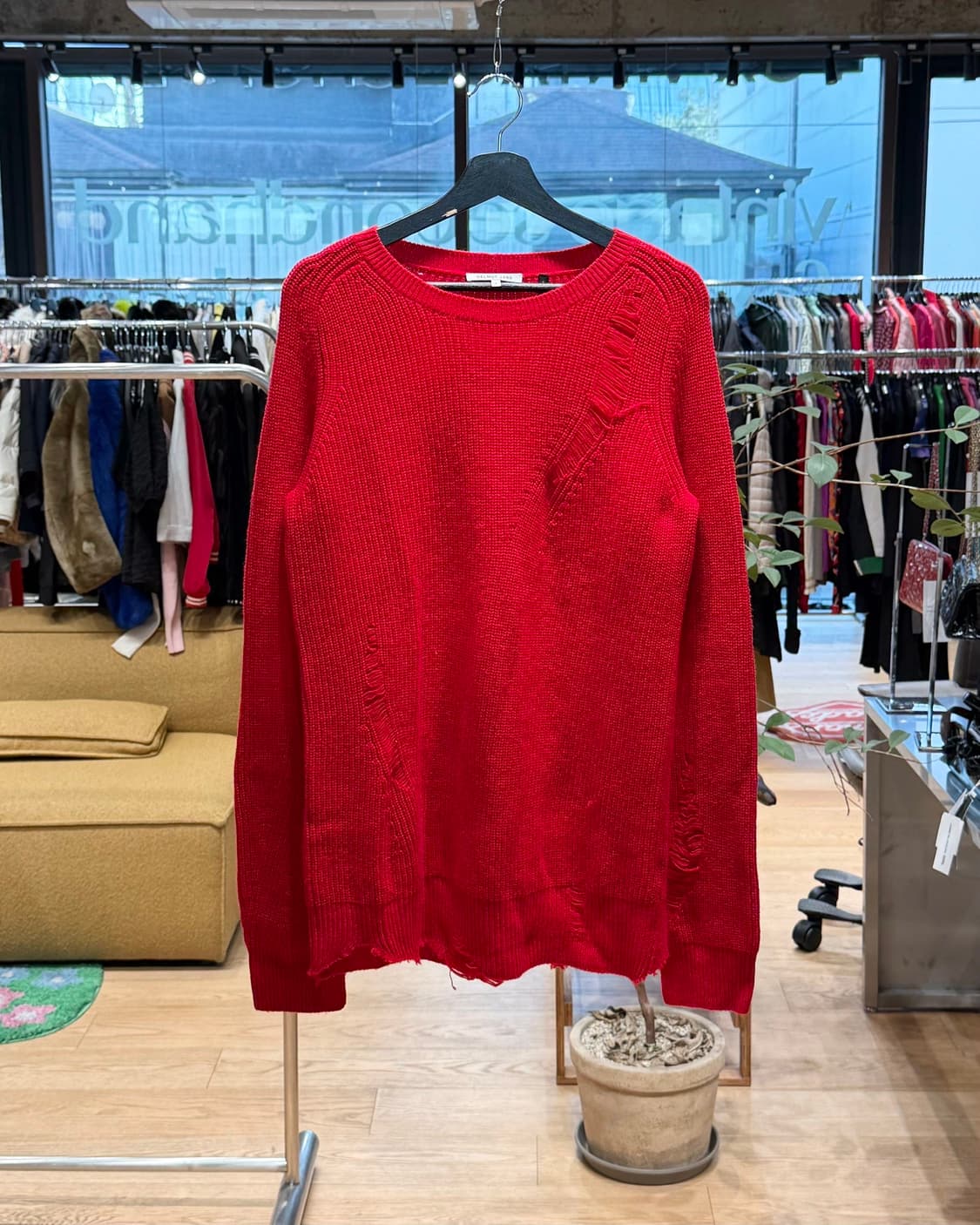 헬무트랭 레드 디스트레스드 캐시미어혼방 니트  상품이미지1