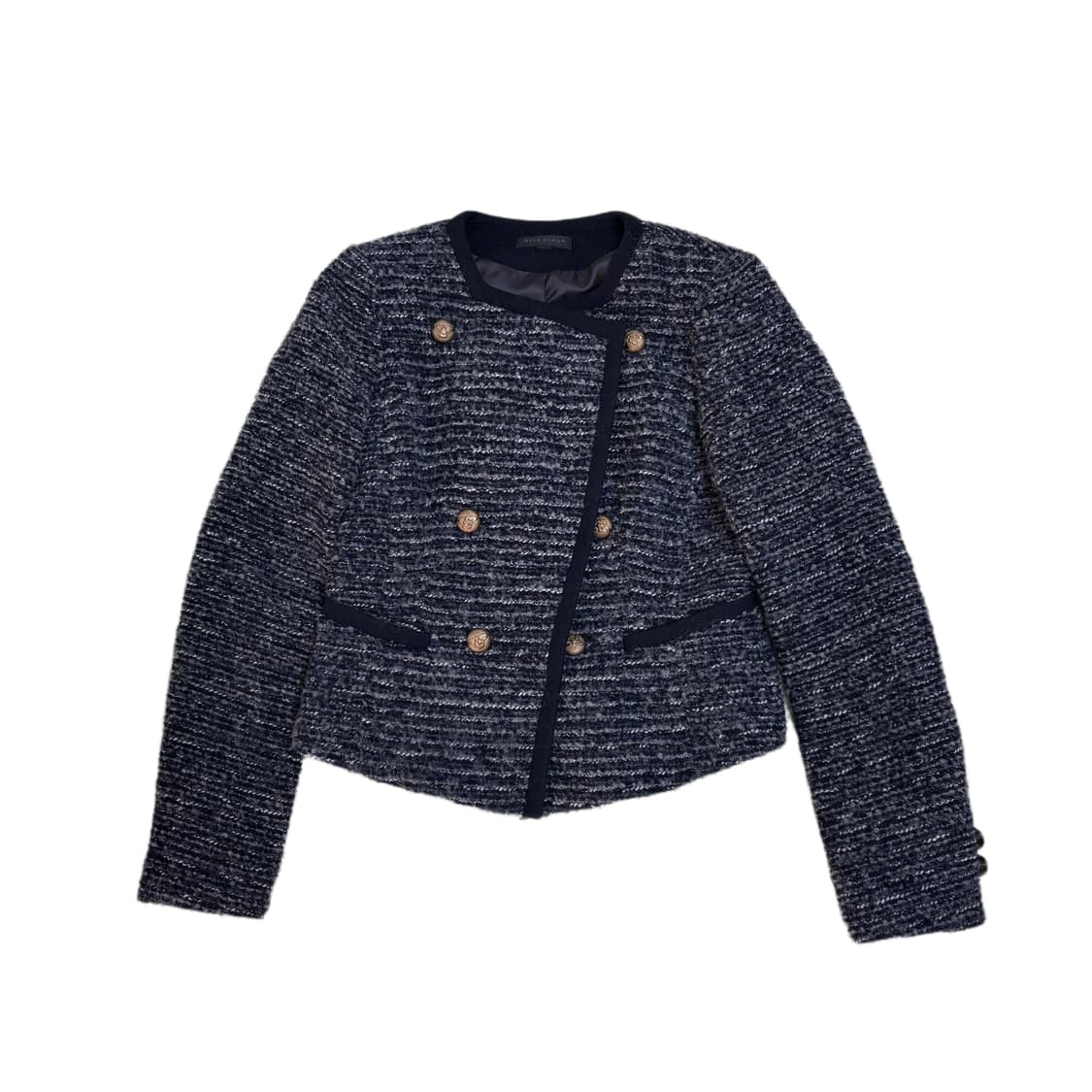 네이비 사선 금장버튼 트위드 자켓 상품이미지2