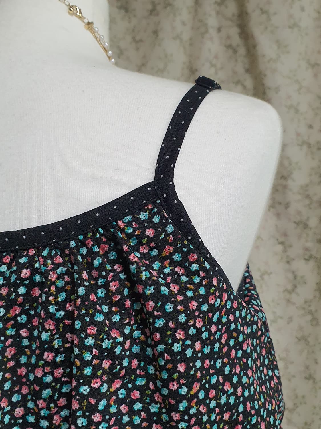 [일본빈티지] 플라워 프린트 레이어드 끈 나시 원피스 상품이미지4