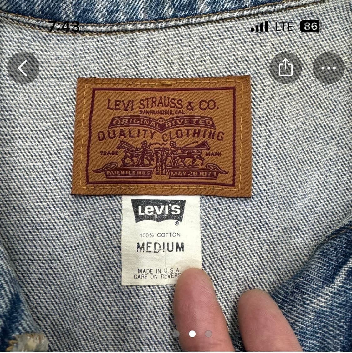 90s 리바이스 데님 트러커자켓 made in usa M 상품이미지4