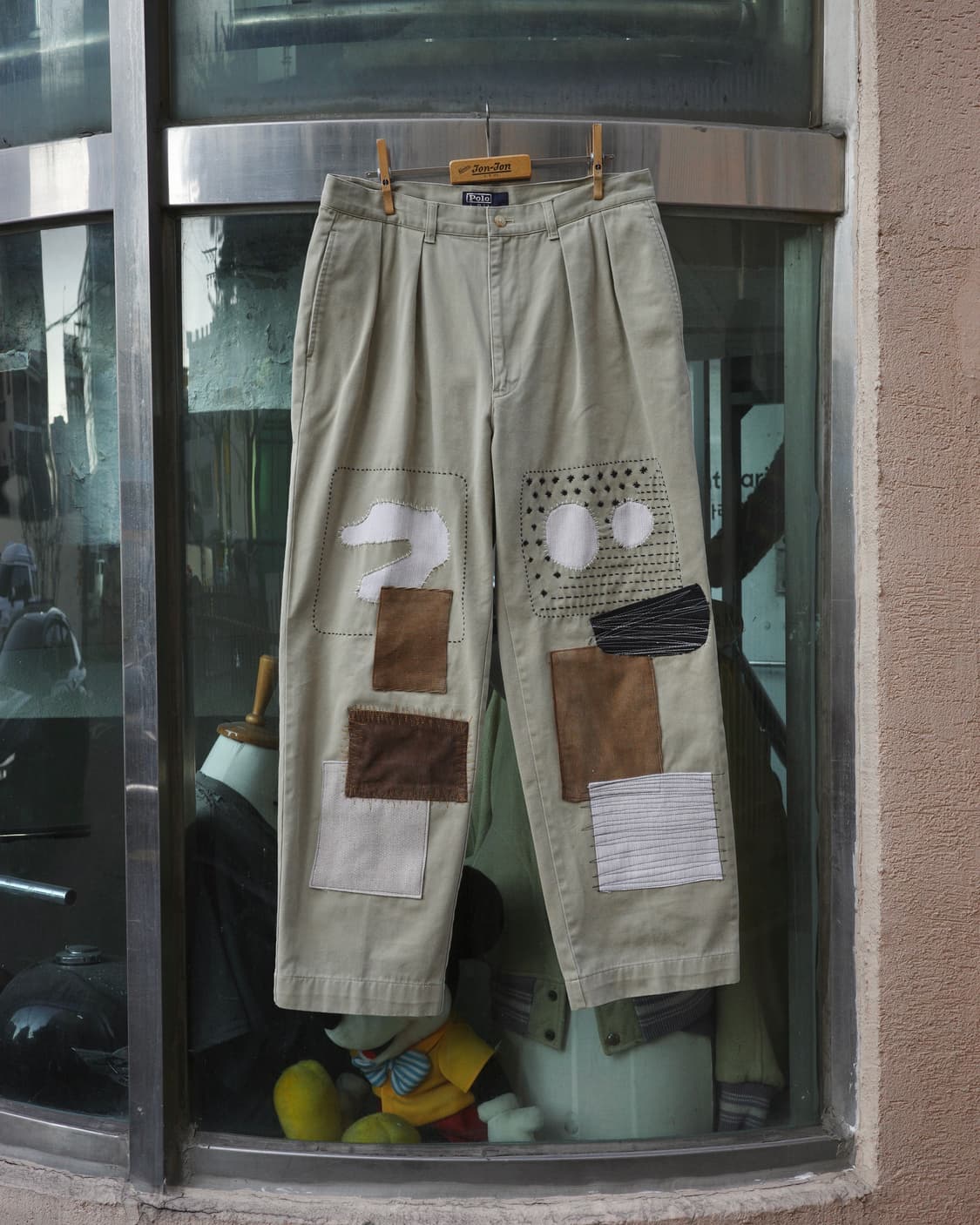 빈티지 리페어 패치워크 사시코 커스텀 폴로 팬츠 상품이미지1