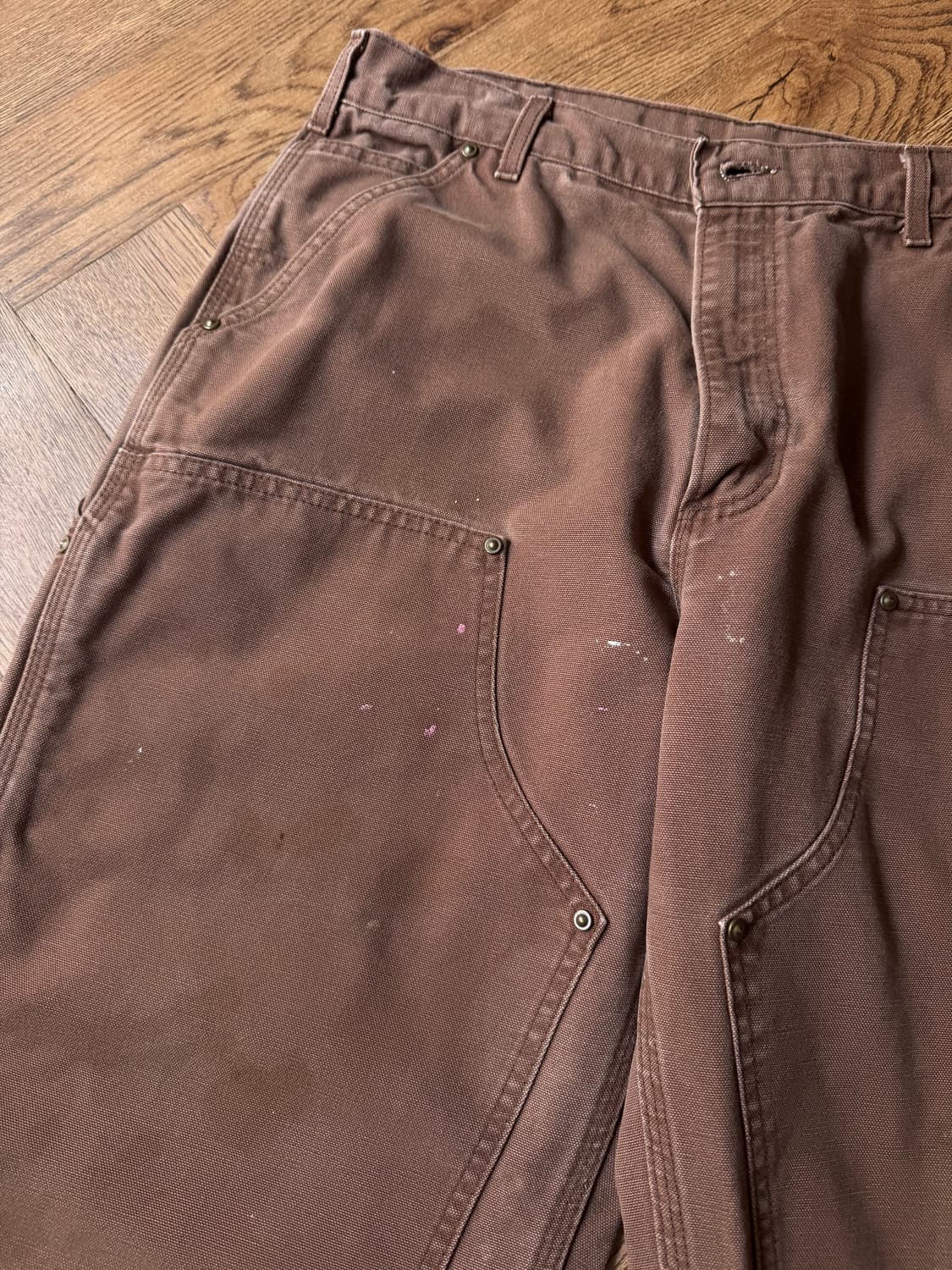 [36]칼하트 USA Made 빈티지 페인팅 체스트넛 더블니 워크 팬츠 상품이미지4