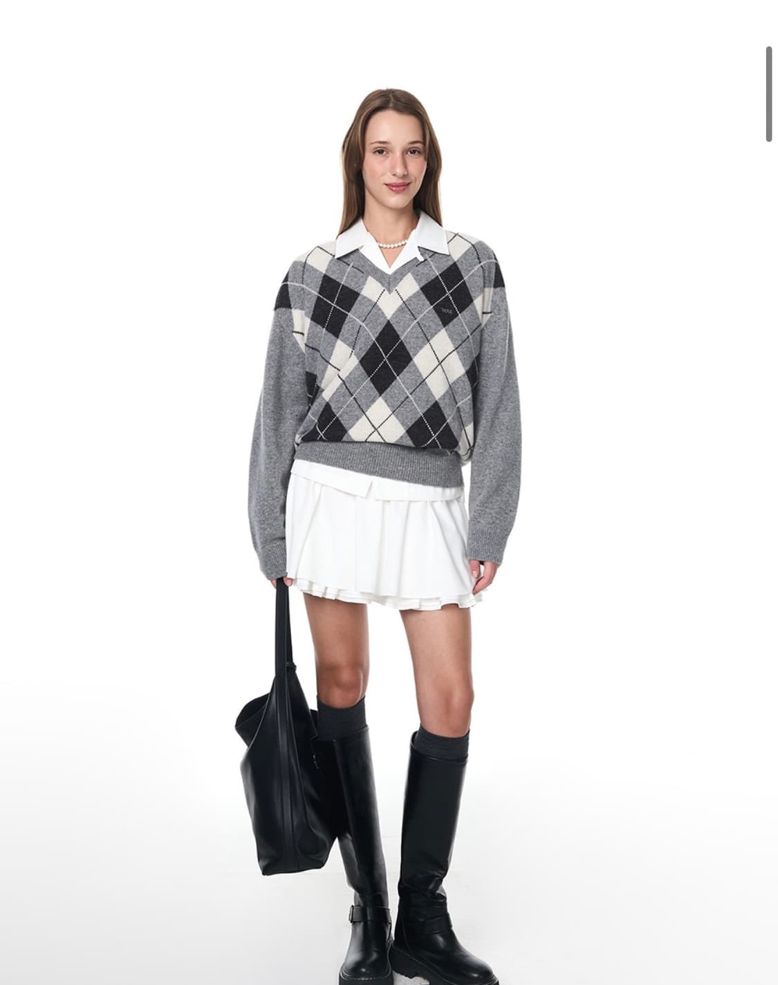 그로브스토어 ARGYLE V-NECK KNIT (차정원님 착용) 상품이미지2