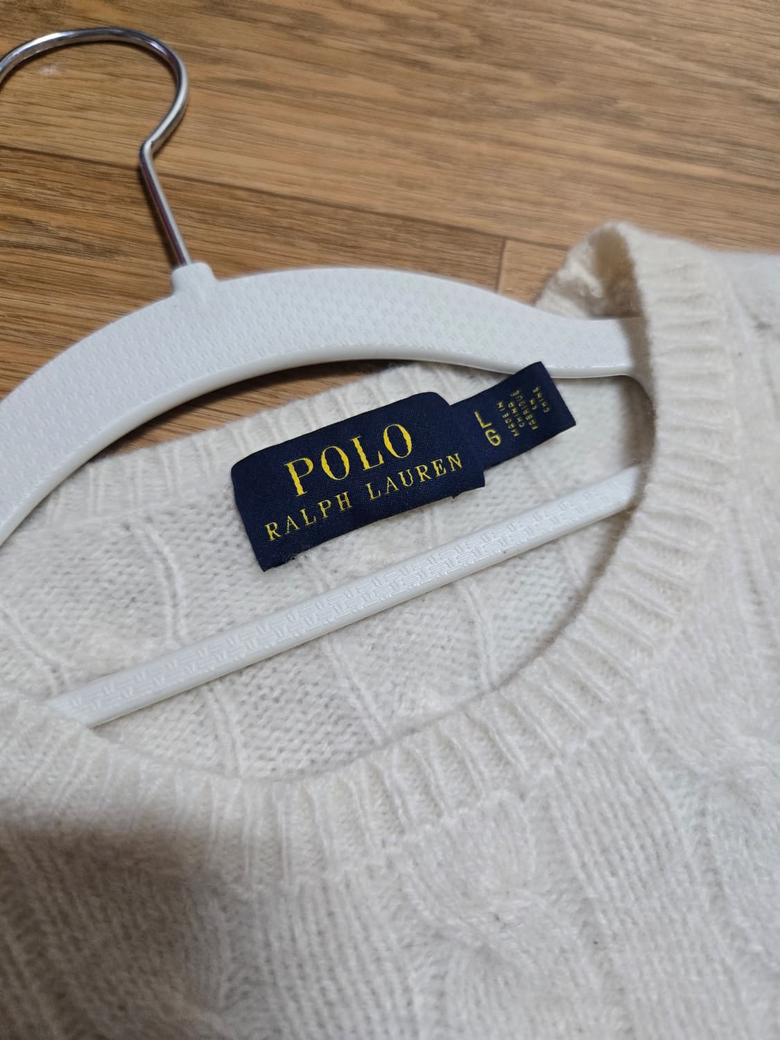 폴로 랄프로렌 여성 울,캐시미어 케이블 아이보리 니트 상품이미지6