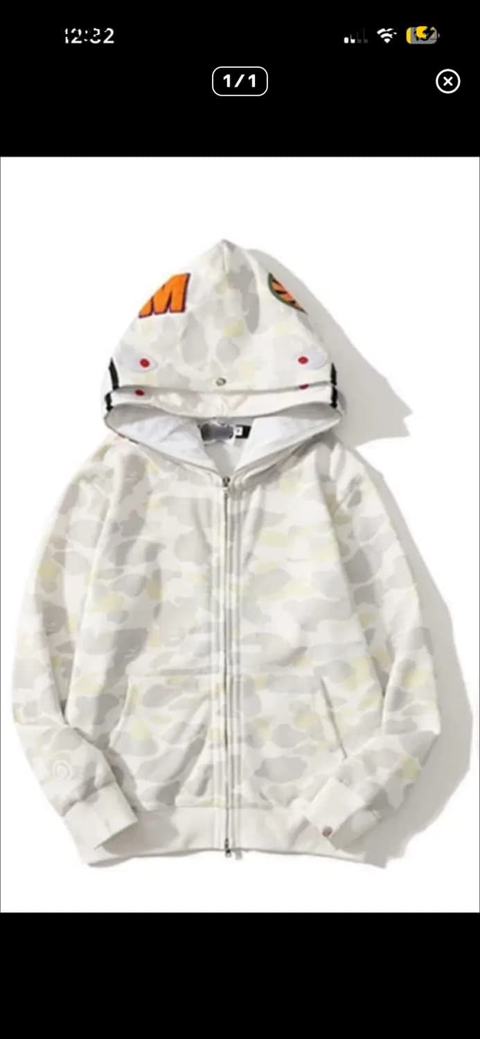 베이프 카모 더블 샤크 후드집업 화이트 백계 상품이미지1