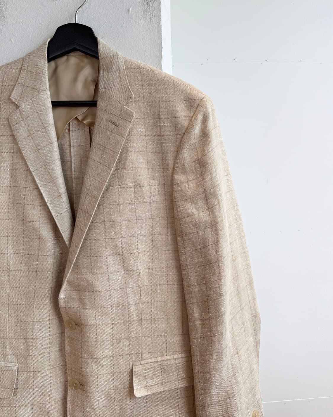 폴로 랄프로렌 베이지 체크 린넨 블레이저 자켓  상품이미지5
