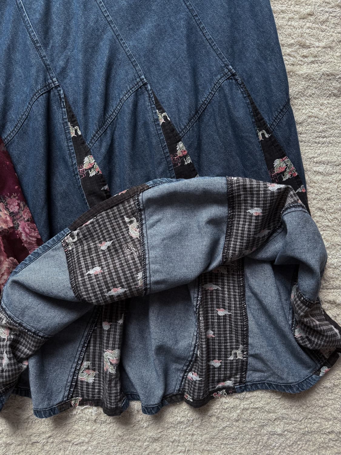 Stitched Oriental Patch Denim Skirt 0405 상품이미지6