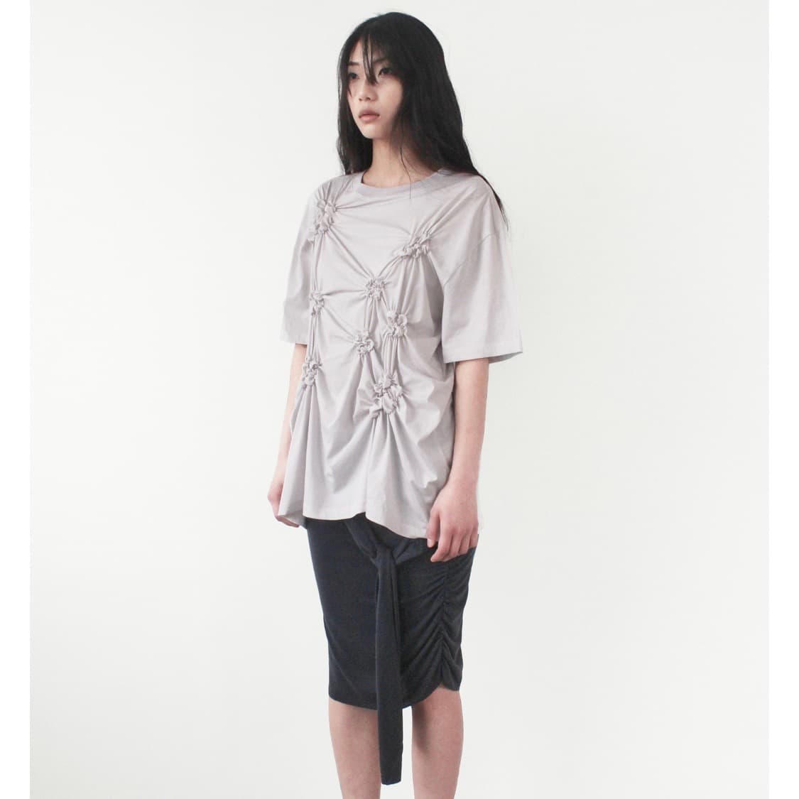 카셀 FLORAL SHIRRED T-SHIRT, MIST 상품이미지2