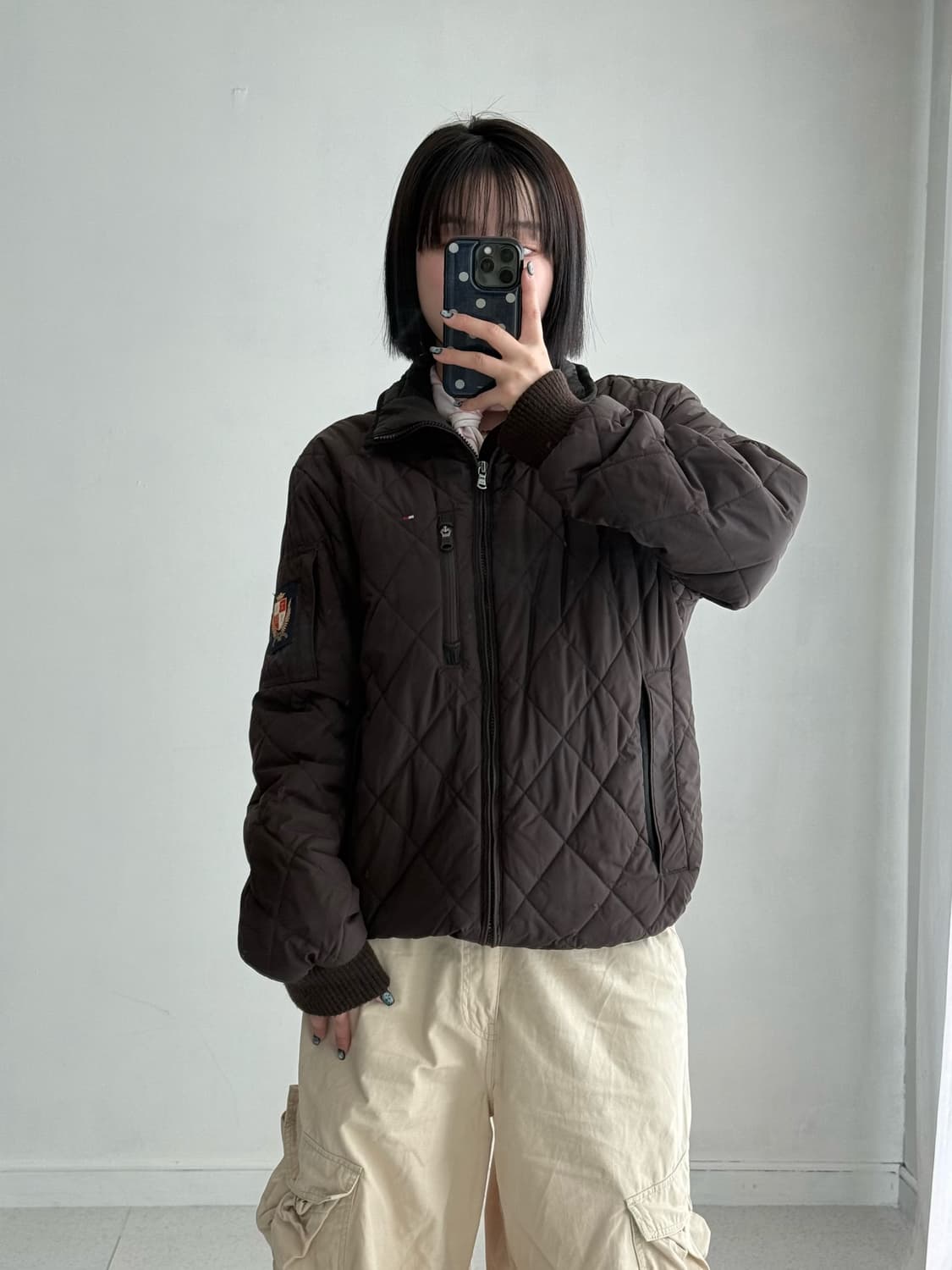 타미힐피거 브라운 퀄팅 경량패딩 상품이미지1