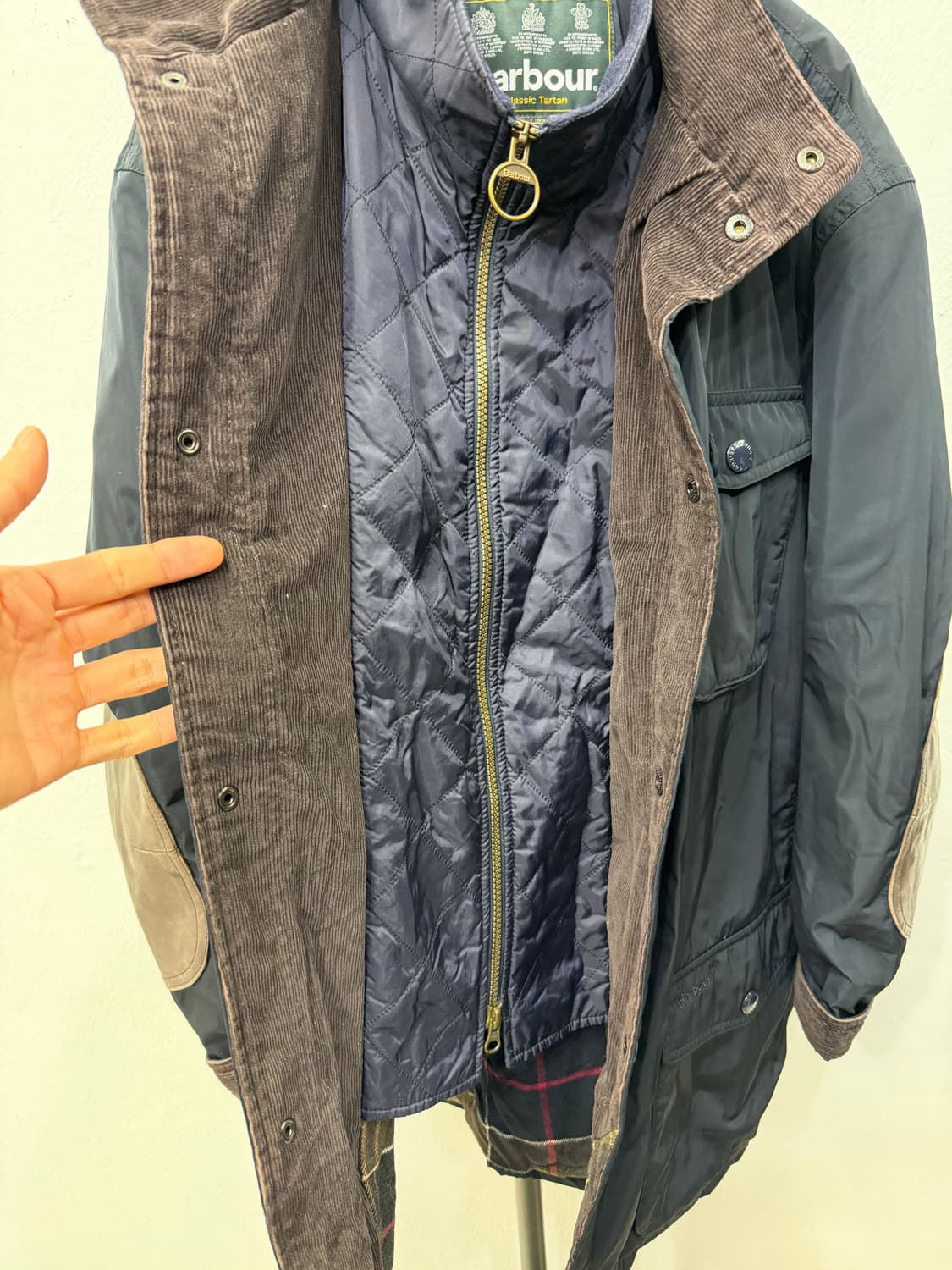 정품) 바버 남성 엘보가죽 코듀로이 이중자켓 XXL 상품이미지4