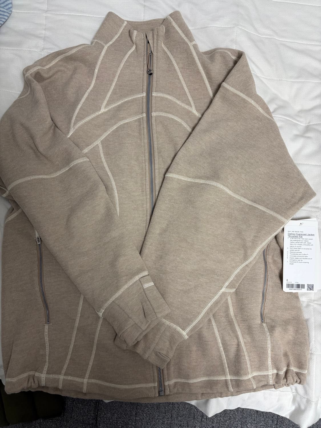 룰루레몬 디파인 오버사이즈드 재킷 브러시드 리브드 6 새상품 판매합니다 상품이미지1