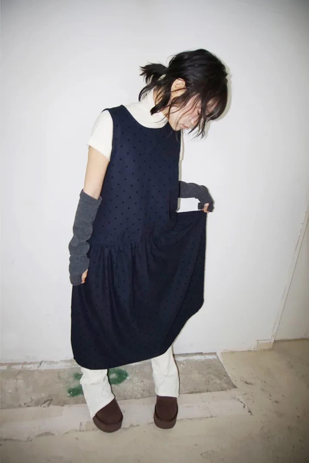 김아홉 테릴렌 도트 셔링 OP 상품이미지1