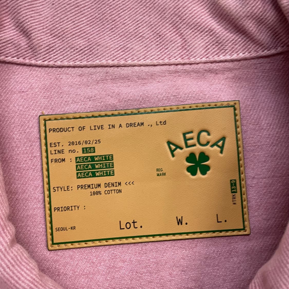 에이카 화이트 Aeca 캔버스 코튼 자켓 핑크 상품이미지4