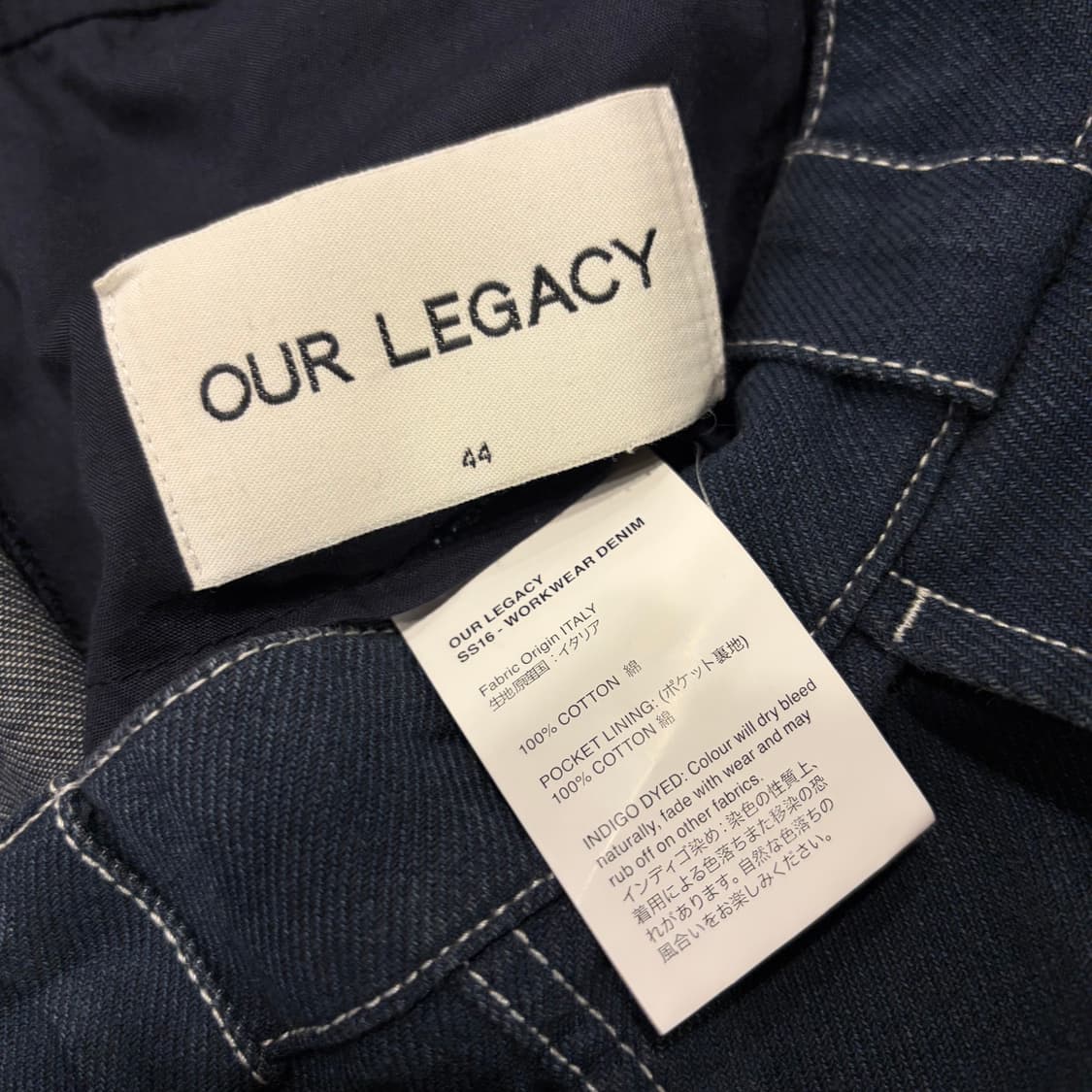 [44] 16ss 아워레가시 네이비 데님 바지 워크 팬츠 D571 상품이미지4
