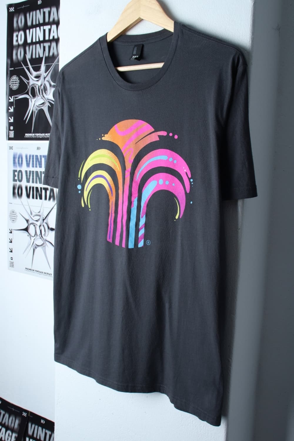 (L-XL) 브랜드빈티지 반팔 티셔츠 빅프린팅 차콜 올드스쿨-H30107 상품이미지1