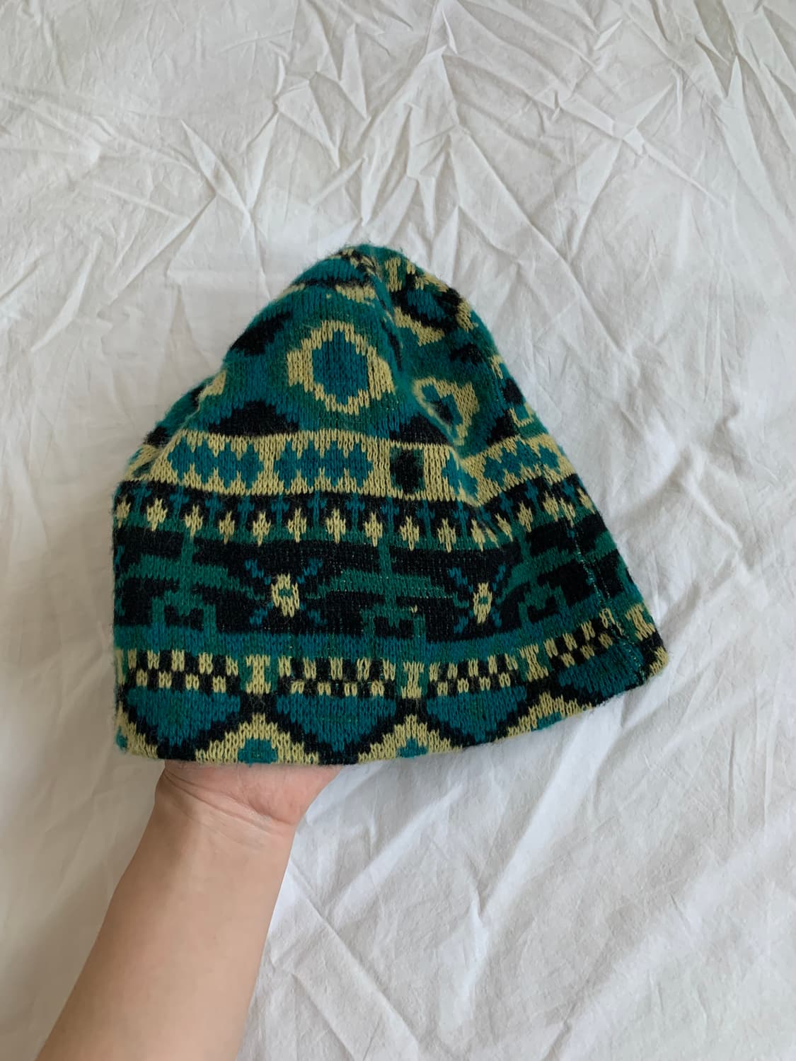 그린 패턴 비니 상품이미지2