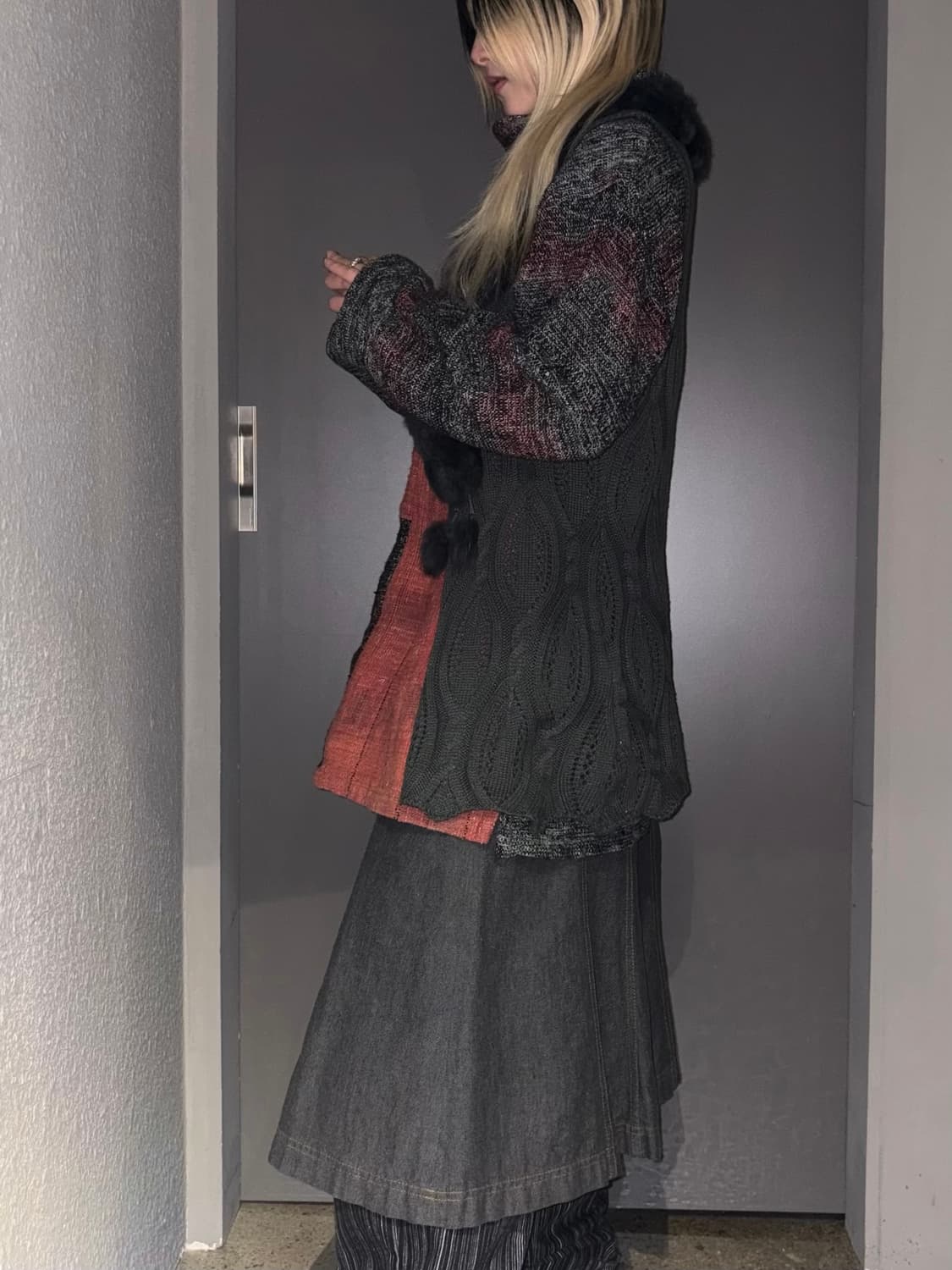 [VTG SET] top + fur vest + skirt 상품이미지4